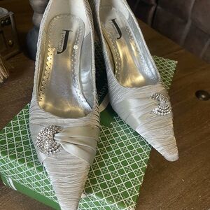 Elegant Silver Heels with Rhinestone Detail
